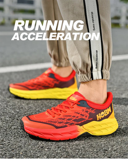 Men's Marathon Shoes Running Shoes Breathable High elasticity Cushioning Male Lightweight Sports Shoes Fitness Training