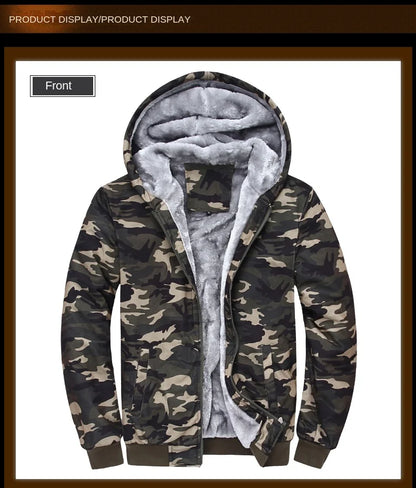 Men's Zip Up Hoodie camouflage Heavyweight Winter Sweatshirt Fleece Sherpa Lined Warm Jacket