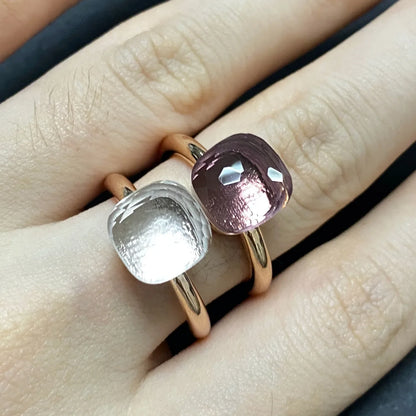 Stylish Purple Crystal Rose Gold Plated Candy Ring 30 Colors Simple Candy Color Jewelry Gift for Women Valentine's Day
