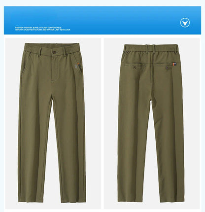 Men's Business Slim Pants Spring Thin Fashion Pocket Casual Trousers Comfortable Letter Labeling Pants Male Clothes