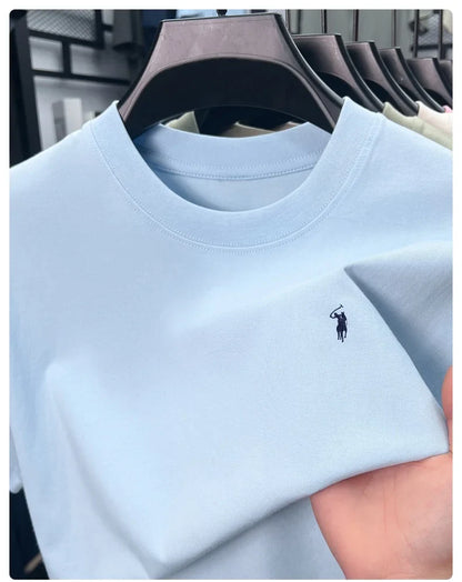 100% cotton men's short sleeve T-shirt fashion brand Paul Pony embroidery summer new high-end comfortable casual round neck top