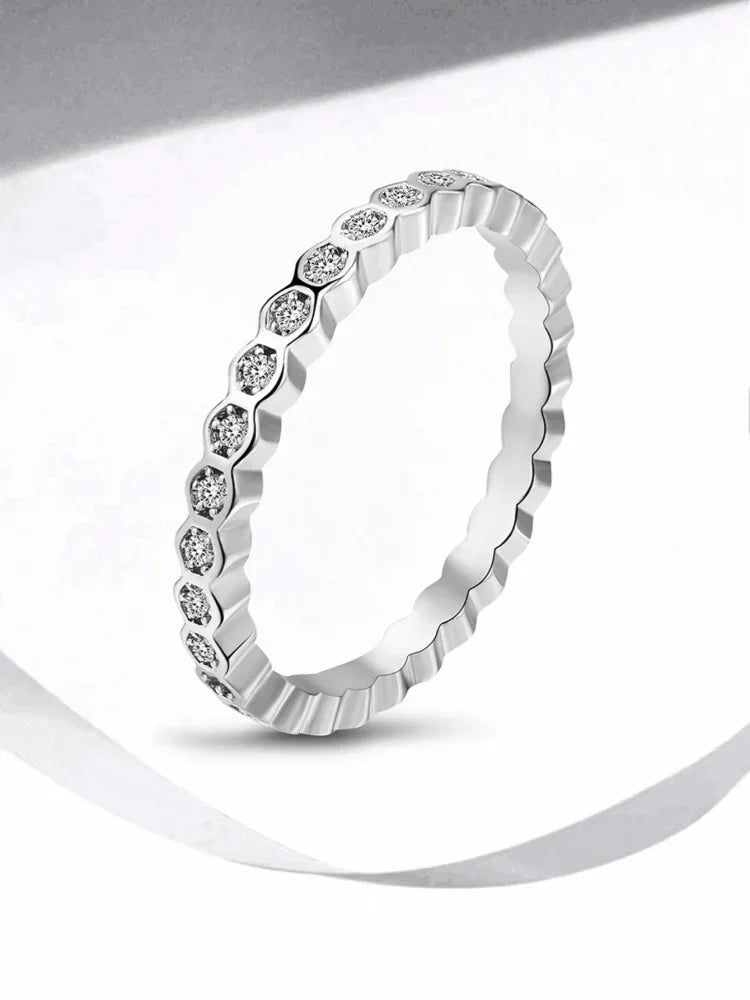 925 Sterling Silver Zircon Simple Delicate Honeycomb 3pc Set Ring For Women Engagement Wedding Luxury High Quality Fine Jewelry