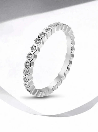 925 Sterling Silver Zircon Simple Delicate Honeycomb 3pc Set Ring For Women Engagement Wedding Luxury High Quality Fine Jewelry