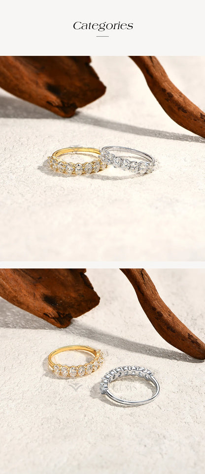 ATTAGEMS Oval Cut Moissanite Rings for Women 1.8CTW DVVS1 Diamond S925 Silver 18K Gold Plated Matching Wedding Band Jewelry Gift