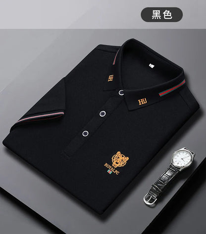 100% Cotton high-End Brand Men's Summer Exquisite Embroidery Short Sleeved Polo Shirt Trend Casual Lapel T-Shirt Men's Clothing