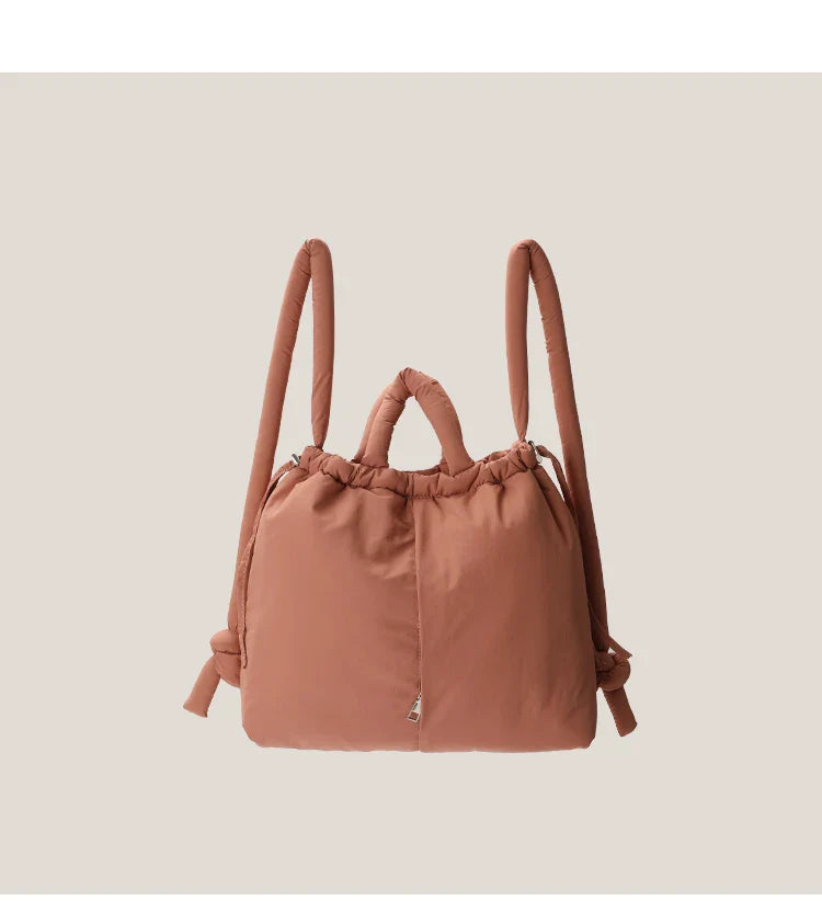 Casual nylon padded tote bag designer soft puffer women shoulder crossbody bags Simple Vintage large capacity handbags 2025