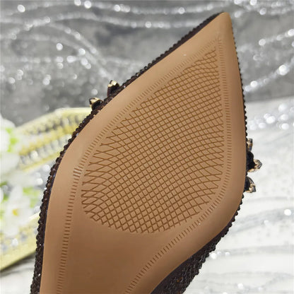 Últimos Sapatos de Design para Mulheres Designer de Luxo Sapatos de Casamento Noiva Sapatos de Festa Decorados com Strass Sandálias Femininas