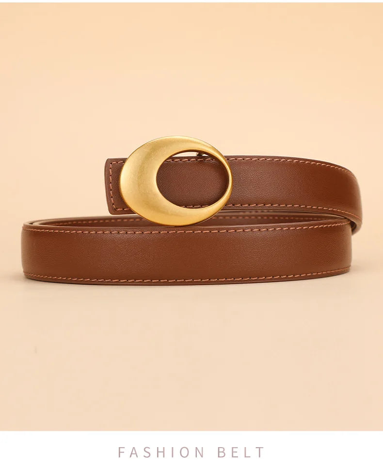 Fashionable women's belt; cowhide leather belt for women; versatile decoration with a high-end feel; trendy Korean-style