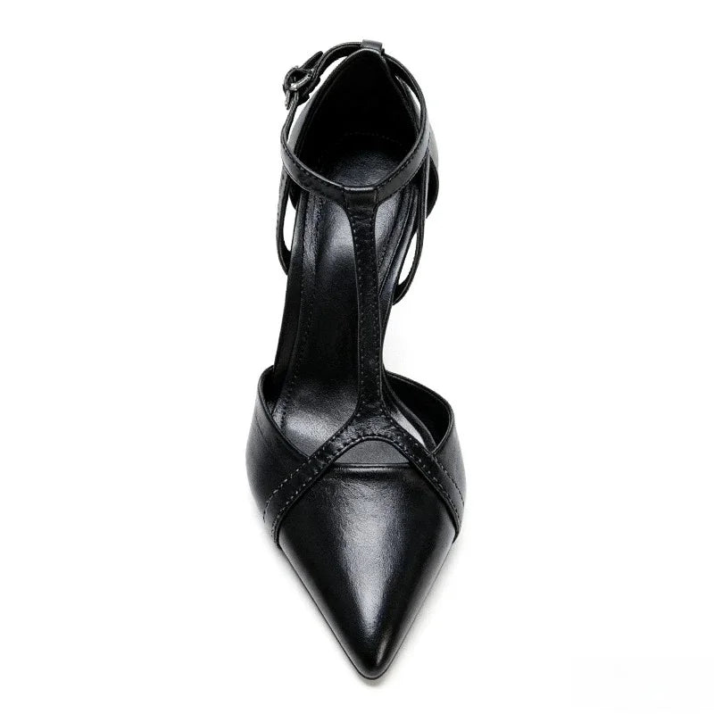 Sexy Pointed Toe Patent Leather Pumps Women Elegant Ankle Strap Buckle Design Thin High Heels for Ladies Party Wedding Shoes