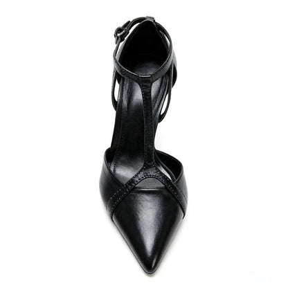 Sexy Pointed Toe Patent Leather Pumps Women Elegant Ankle Strap Buckle Design Thin High Heels for Ladies Party Wedding Shoes