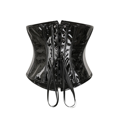 Fashion Steampunk Corset Top Gothic Womens Slimming Underbust PVC Leather Bustier Body Shaper Sexy Zipper Waist Cincher Corselet