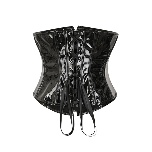 Fashion Steampunk Corset Top Gothic Womens Slimming Underbust PVC Leather Bustier Body Shaper Sexy Zipper Waist Cincher Corselet