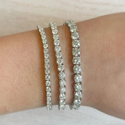 2-5mm D Color Full Moissanite Tennis Bracelet for Women Men S925 Silver Plated 18k White Gold Hidden Buckle Bracelet GRA Jewelry