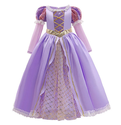 Rapunzel Purple Dress Princess Costume Sets Children Birthday Carnival Halloween Party Fancy Girls Ball Gown Cosplay Clothes