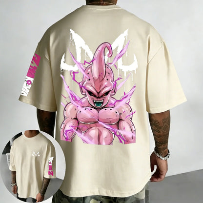 T-shirt Summer New Majin Buu Printed Men's Street Hip Hop Oversized Casual Short Sleeve Top