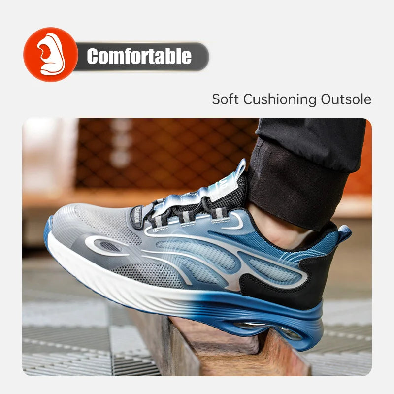Light And Soft Cushioned Men's Safety Shoes, Anti Smash And Anti Puncture Comfortable And Breathable Work Shoes