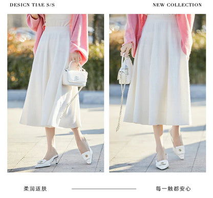 Autumn And Winter High Waist 100% Pure Wool Skirt Female Slim Long Knitted Wool Skirt Loose Wearing A-Line Skirt