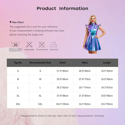 Womens Cocktail Dress Shiny Metallic Dress Alien Space Cap Sleeve High Waist A-line Dress for Halloween Party High Street Dress
