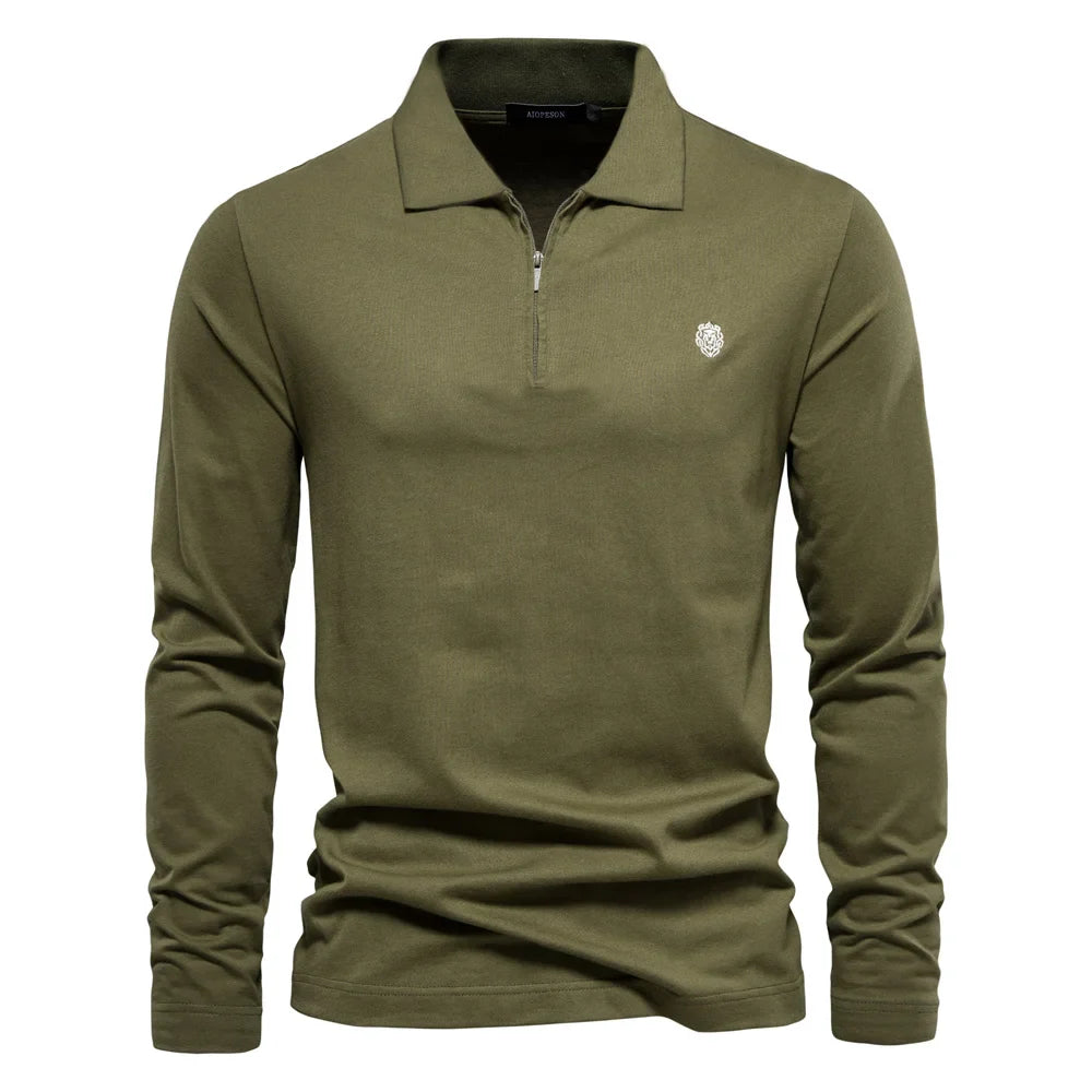 Brand Long Sleeve Men's Polo Shirts 100% Cotton Solid Color Casual Polo Shirts for Men New Sping Autumn Basic Polos Men