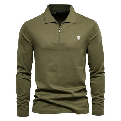 Brand Long Sleeve Men's Polo Shirts 100% Cotton Solid Color Casual Polo Shirts for Men New Sping Autumn Basic Polos Men