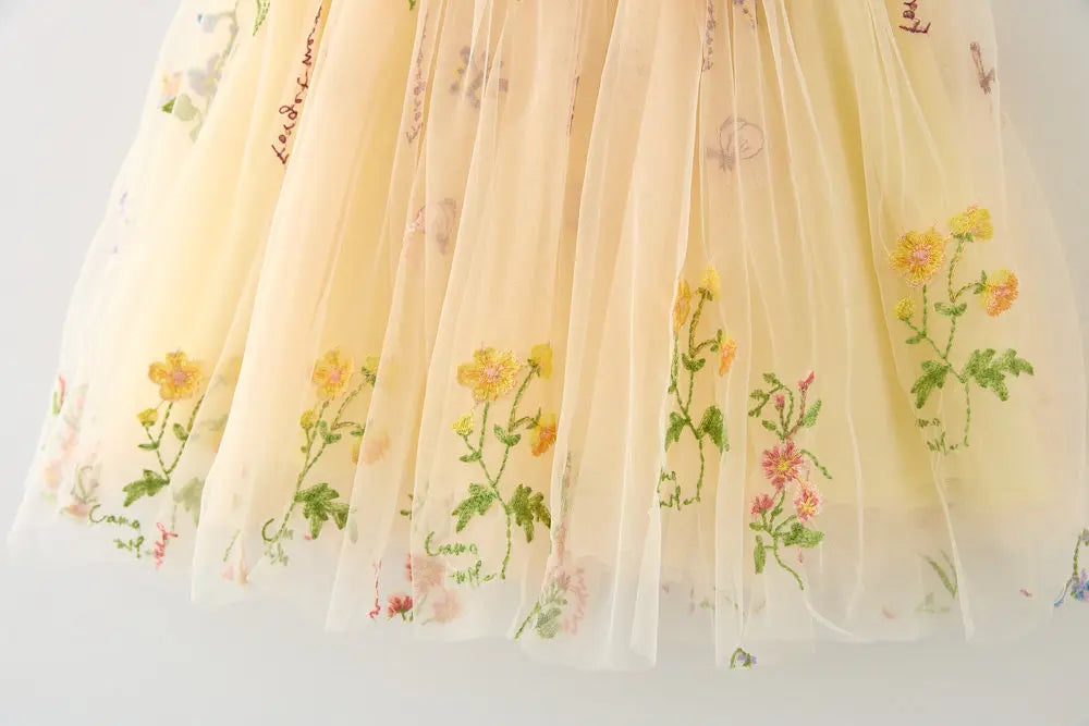 Girls Princess Dress with 3D Wings - Sparkle Tulle Sleeveless Gown, Fairy Puffy Party Dress for Birthday & Holiday