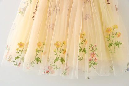 Girls Princess Dress with 3D Wings - Sparkle Tulle Sleeveless Gown, Fairy Puffy Party Dress for Birthday & Holiday
