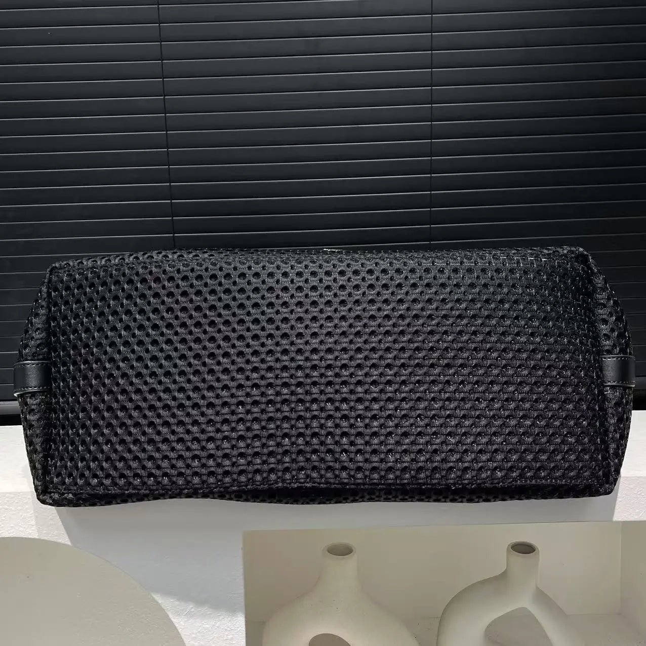 Fashionable women's mesh nylon adhesive tote bag, large capacity splicing shoulder bag, short distance travel casual handbag