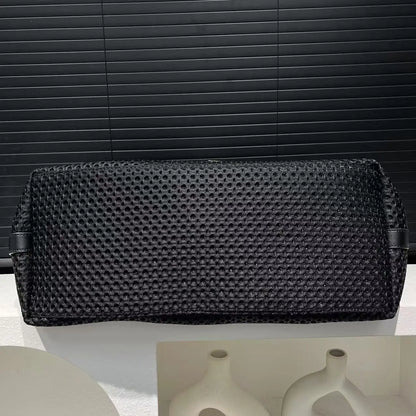 Fashionable women's mesh nylon adhesive tote bag, large capacity splicing shoulder bag, short distance travel casual handbag