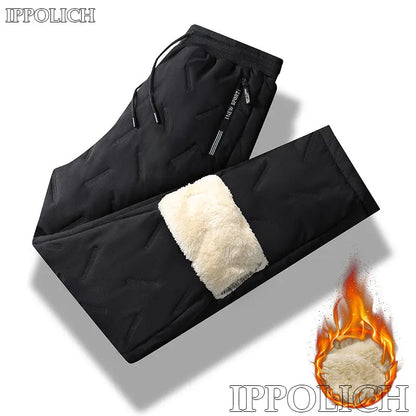 Winter Running Pant Cashmere Thicken Fleece Windproof Sweatpants Men Joggers  Cotton Warm Pants Male Waterproof Thermal Trousers
