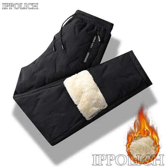 Winter Running Pant Cashmere Thicken Fleece Windproof Sweatpants Men Joggers  Cotton Warm Pants Male Waterproof Thermal Trousers