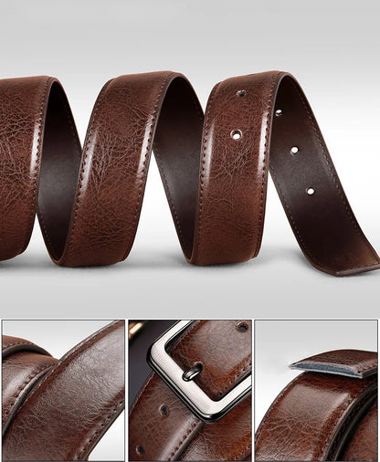 High-quality genuine leather men's belt with buckle, casual and business belt, masculine design, fashion novelty 2