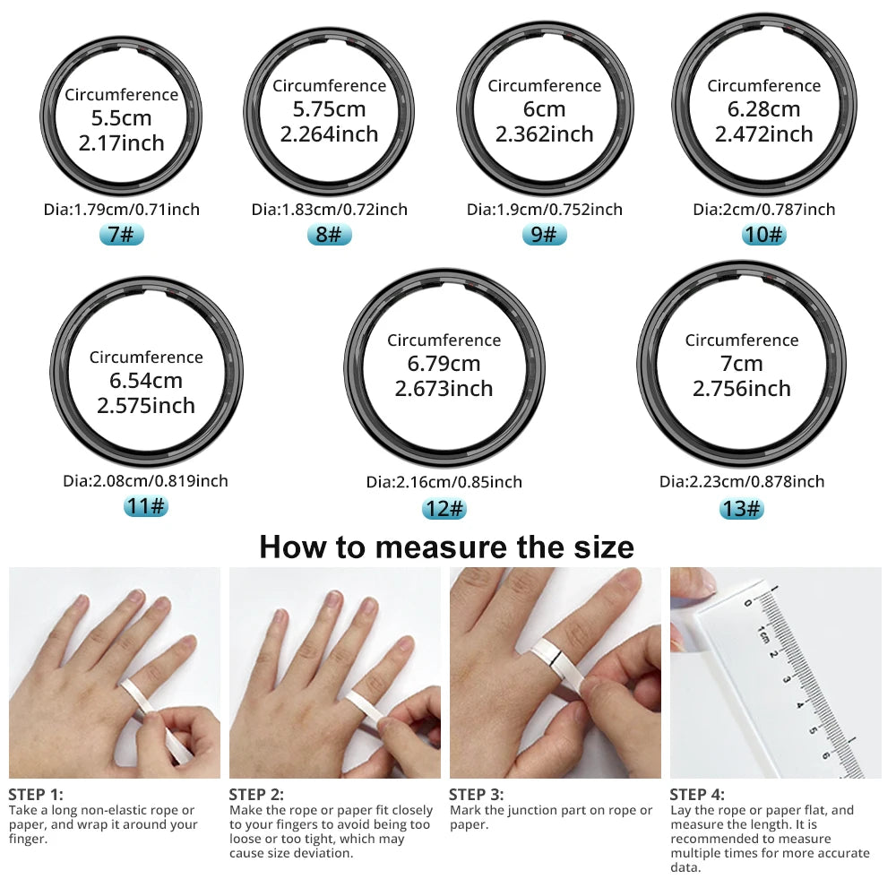 Smart Ring with Display Screen and Touch, Wireless Charging, Health Manager