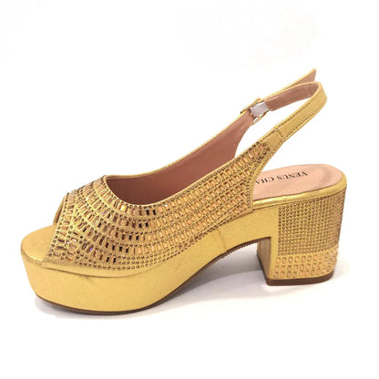Wedding Shoes for Women Bride Platform Heels Italian Full Drill Design Elegant Shoes and Bags Matching Set