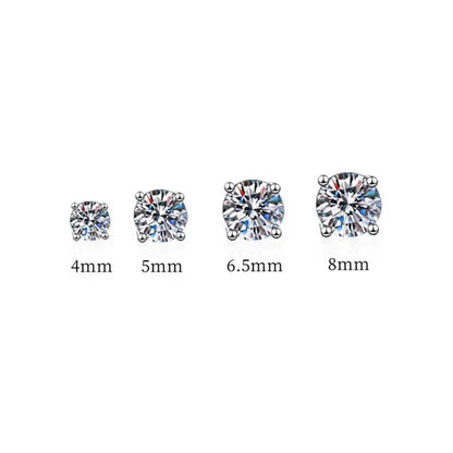 Real 0.2-3CT D Color Moissanite Stud Earrings For Women Party 4 Prong S925 Silver 0.1CT 3mm Pass Diamond Test Earring Gift