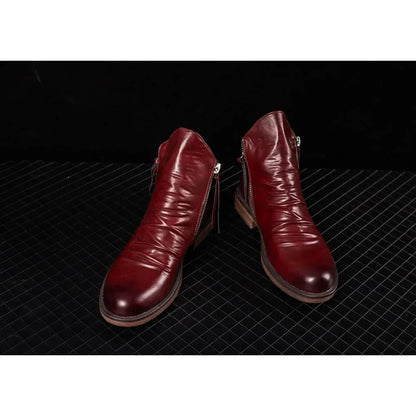 Men's Pu Boots Fashion Chelsea Men's Comfortable High Top Zipper Boots Non-slip Flat  Men's Boots Cowboy