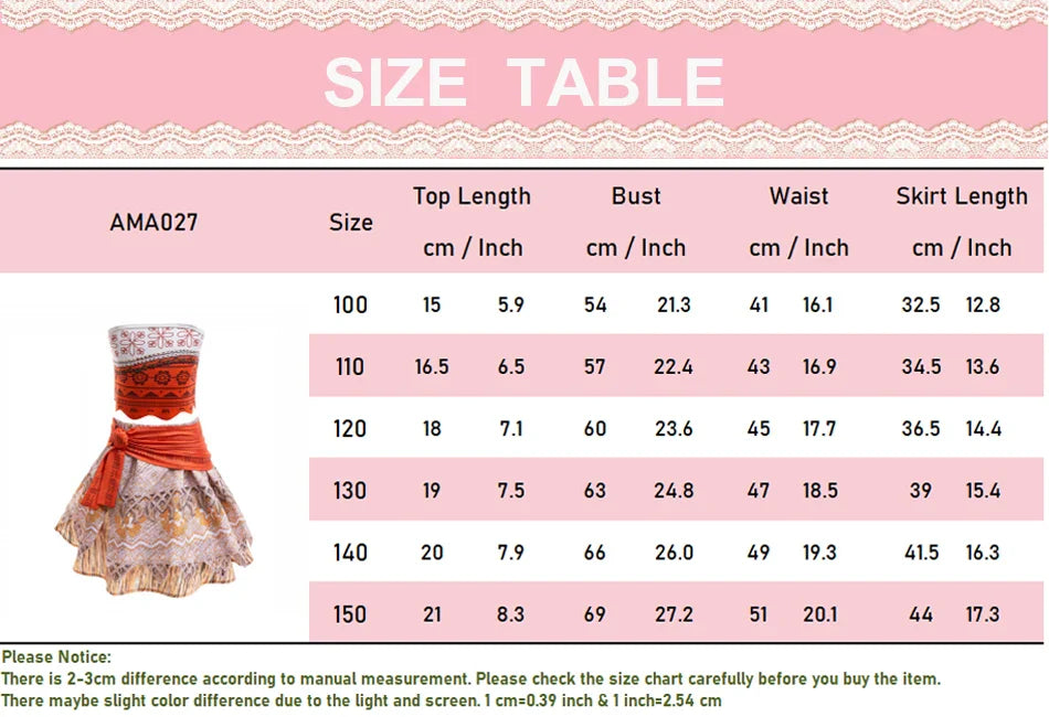Moana Cosplay Dress For Girl New Little Girl Two Piece Suit Children Geometric Print Clothes Halloween Carnival Outfit Moana