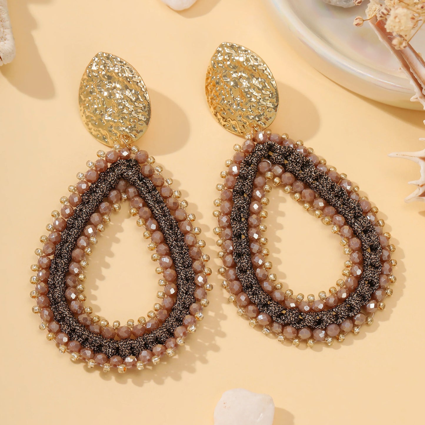 Big Water Drop Shape Drop Earrings For Women Colorful Beads Handmade Threading Crystal Long Earrings Jewelry Gift EA144
