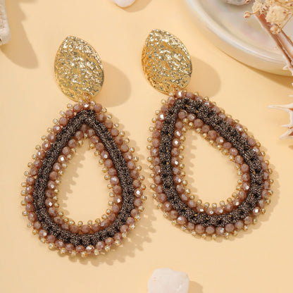 Big Water Drop Shape Drop Earrings For Women Colorful Beads Handmade Threading Crystal Long Earrings Jewelry Gift EA144