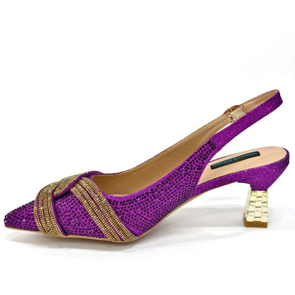 Temperament New Women's Shoes Wedding Shoes Ladies Dress Shoes Rhinestone Leather Italian Elegant Women Party Pumps