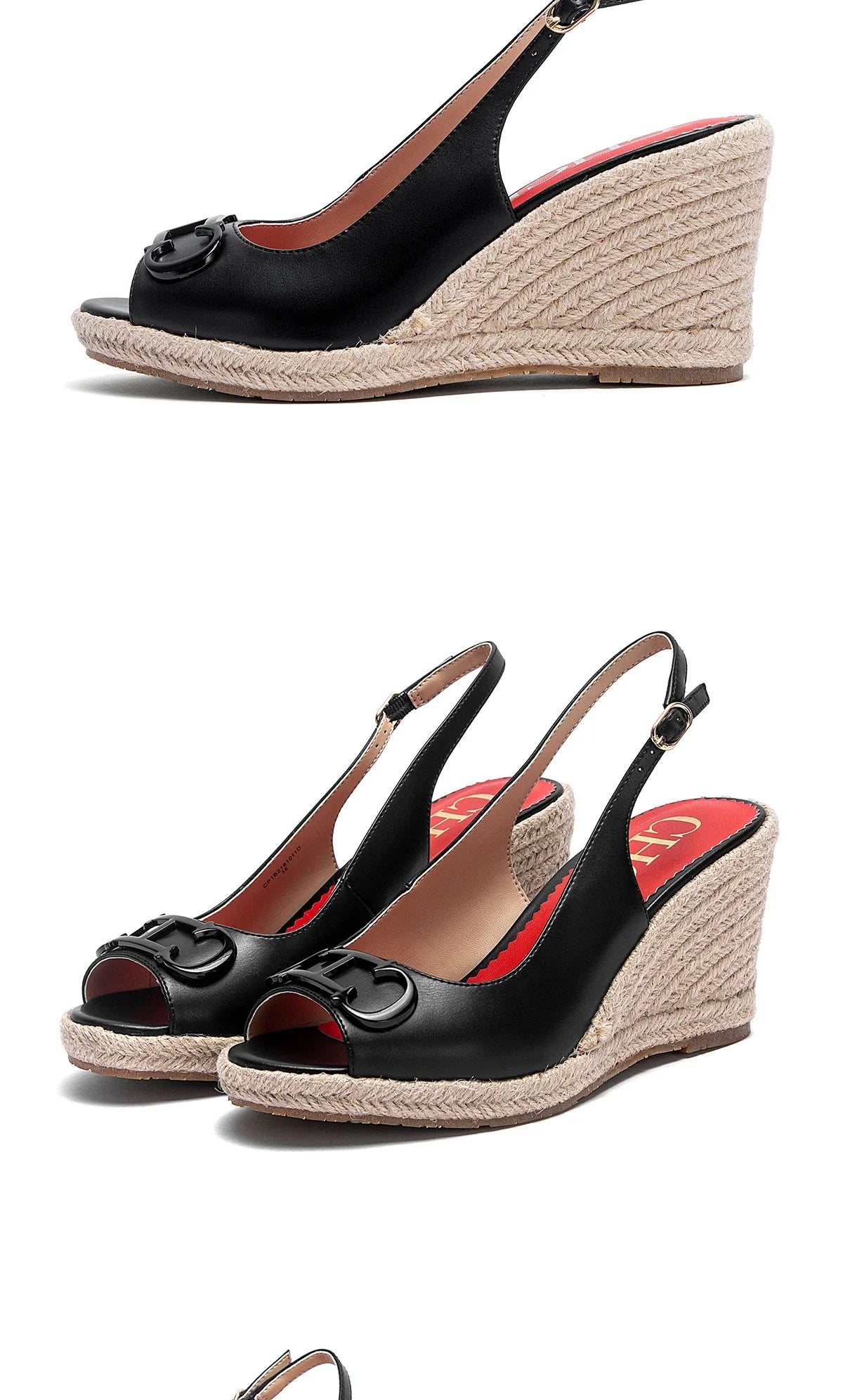 sandals summer women's casual shoes Gold INITIALS INSIGNIA PU LEATHER WEDGES Luxury brand wedge shoeses