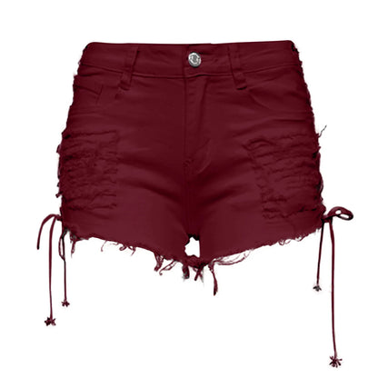Sexy High Waist Tassel Broken Denim Shorts Female Summer Korean Version Raw Edge Wide Leg Loose Plus Size Jean Shorts Women