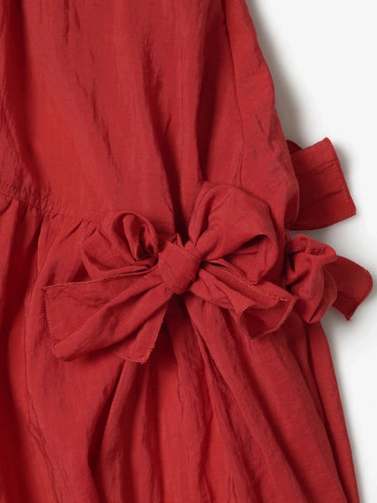 Red Japanese Half length Skirt imakokoni Spring/Summer Original Artistic Elastic Waist Bow Mid length Skirt for Women 265485