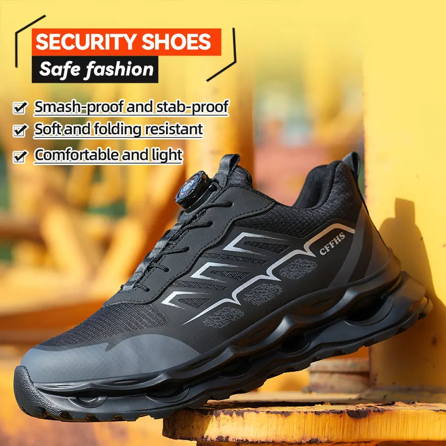 Fashion Steel Toe shoes Work Sneakers Safety Shoes Men Rotating button Protection Shoes Puncture-Proof Indestructible shoes