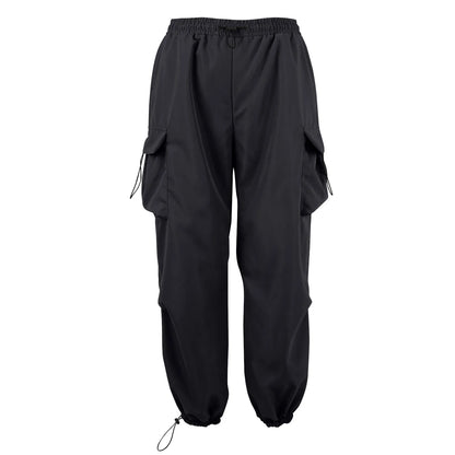 Cool Streetwear Versatile Quicky Drying Wide Leg Low Waist Drawstring Cargo Trousers Fashion Daily Casual Pockets Pants For Male