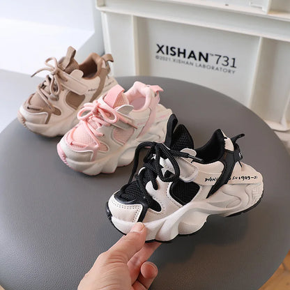 Sports Shoes for Children Baby Girls Shoes Kids Shoes Boys Chunky Sneakers Toddler Lace-up Casual Shoes Thick Bottom Sneakers