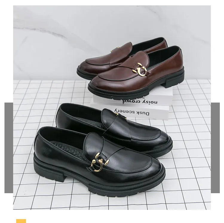 Men's Leather Loafers Slip On Office Casual Business Leather Shoes For Men Wedding Oxford Shoes Male Party Formal Derby Shoe Man
