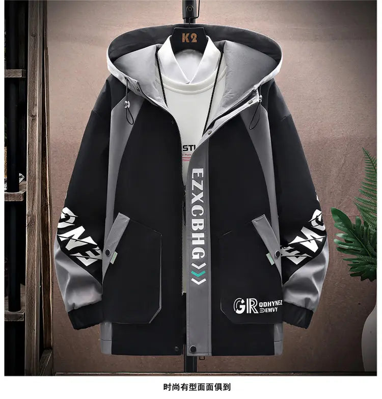 Spring Autumn Casual Men Sets Jacket + Pants Two Pieces Fashion Korean Trend Hooded Baseball Uniform Suit Man Outfit