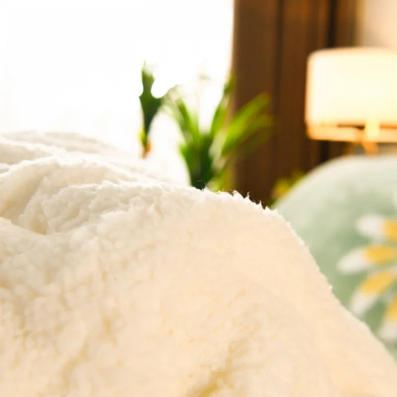 2025 new winter printed milk wool lamb wool blanket, thickened single and double student dormitory bedding core