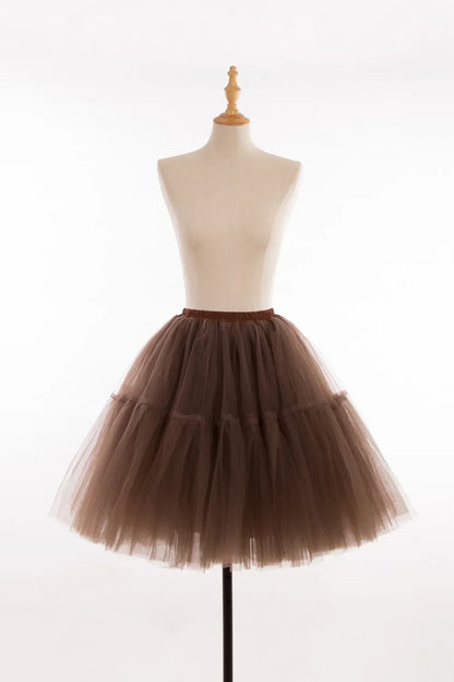6 Layers Fluffy Ball Gown Women Short Skirts Knee Length Tutu Dress Underskirt Soft Tulle Petticoat for Club Cosplay Marathon