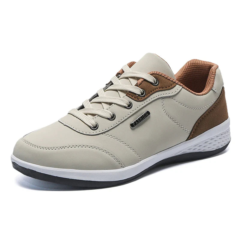 YRZL Calçados Masculinos Primavera Outono Tênis de Caminhada Impermeáveis Calçados Esportivos Masculinos de Couro para Lazer Calçados Antiderrapantes Tênis para Homens